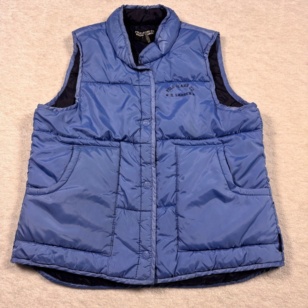 Polo‎ Jeans Co. by Ralph Lauren Women's Light Blue Puffer Snap Vest M
